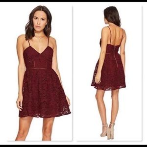 NWT’s BB Dakota Burgundy Lace Fit & Flare Dress